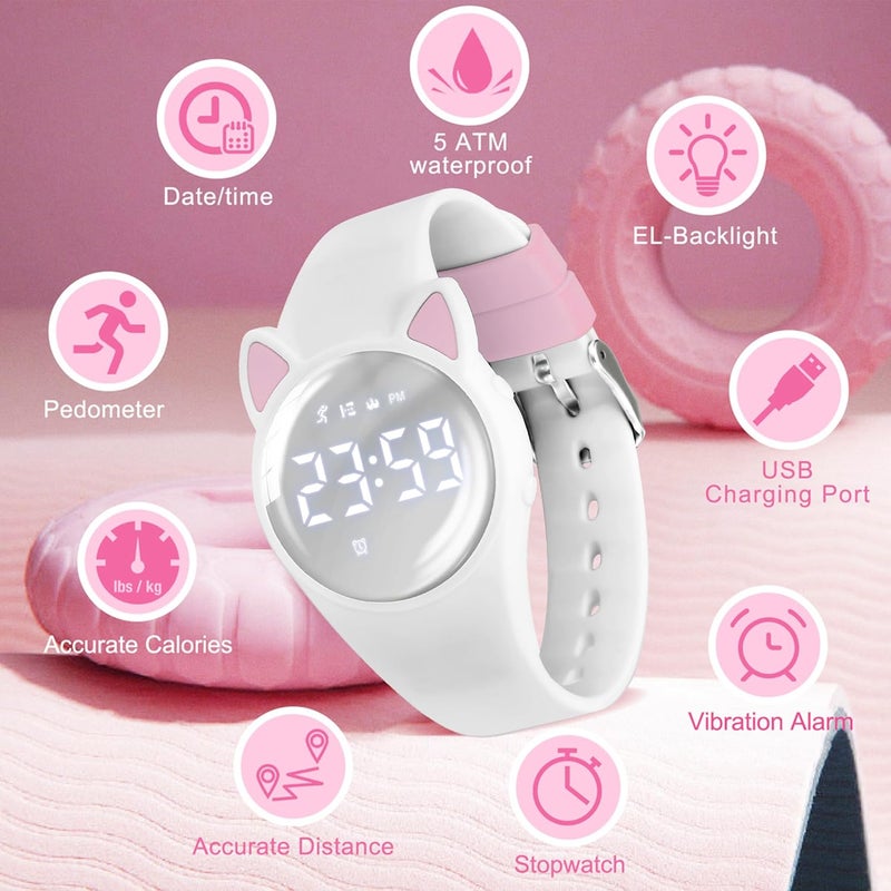 A ALPS Kids Watches for Girls Boys Digital Sport Watch with Step Counter Pedometer Vibration Alarm Clock, No App Waterproof Fitness Tracker Kids Watch Boys Girls Teens Students Ages 5-16 - Image 2